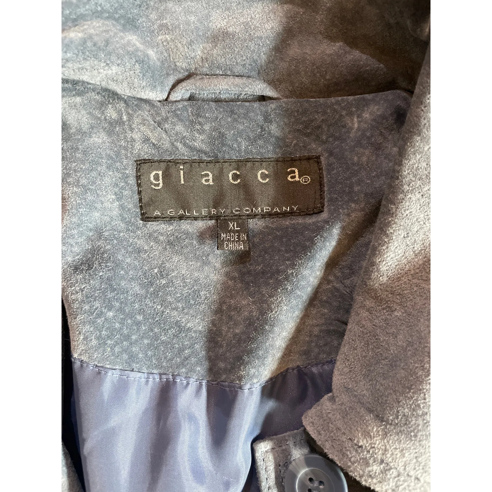 Vintage GIACCA Suede Chore Jacket XL Dusty Blue Leather Y2K 90s Barn Coat - Image 2