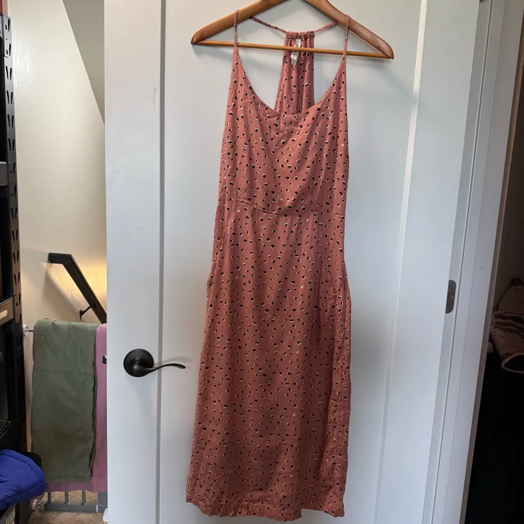 RVCA CeCe Woven Midi Dress Pink‎ Geometric Strappy Casual Summer Lightweight M - Image 2