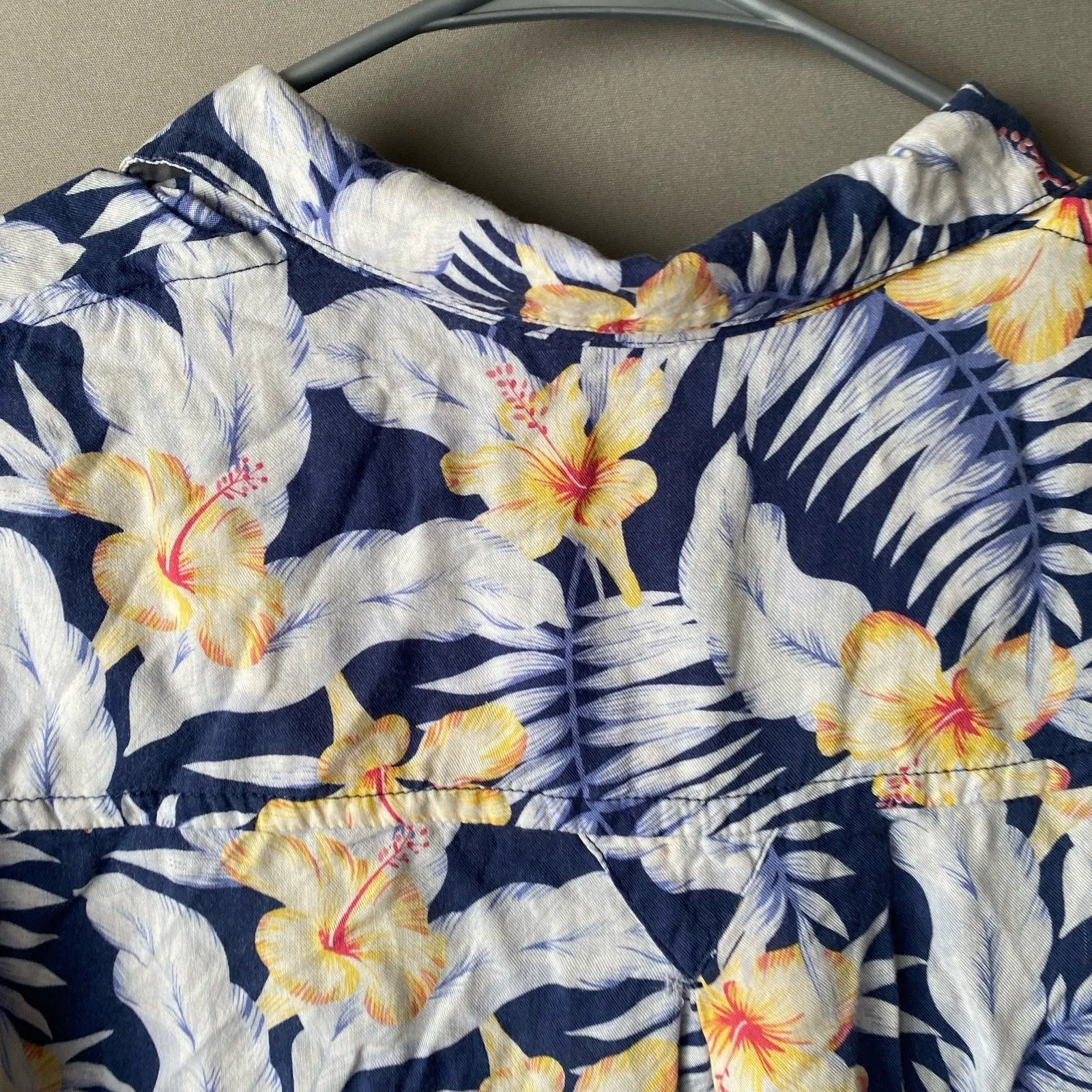 & Other Stories sz 4 Blue Hawaiian‎ Button Cropped Shirt Floral Palm Tropical - Image 7