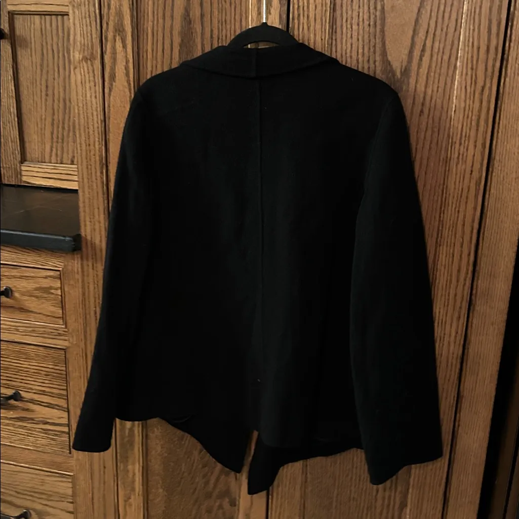 Eileen Fisher Virgin Wool Blazer Jacket Black Open Front Minimalist Large - Image 5