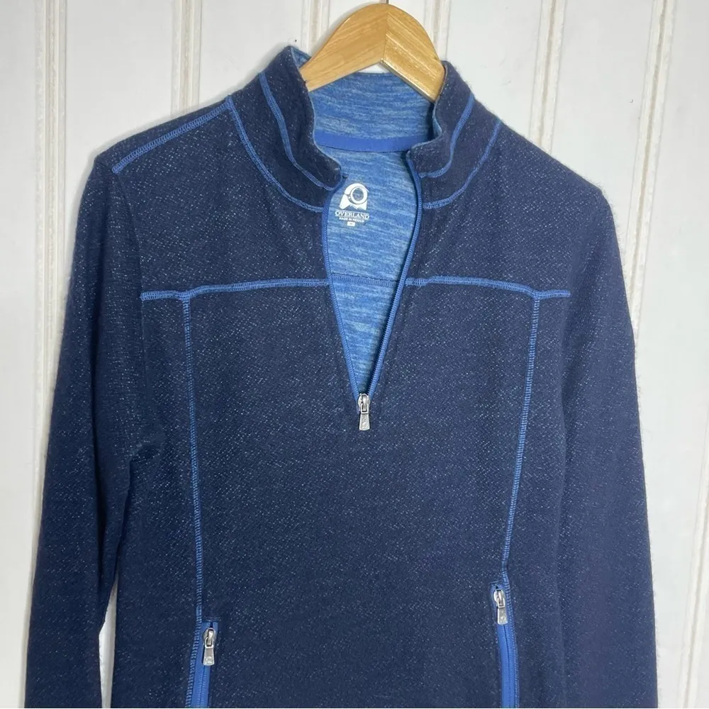 Overland Wool Pullover 1/4 Zip Sweater 797 Blue Size M - Image 2