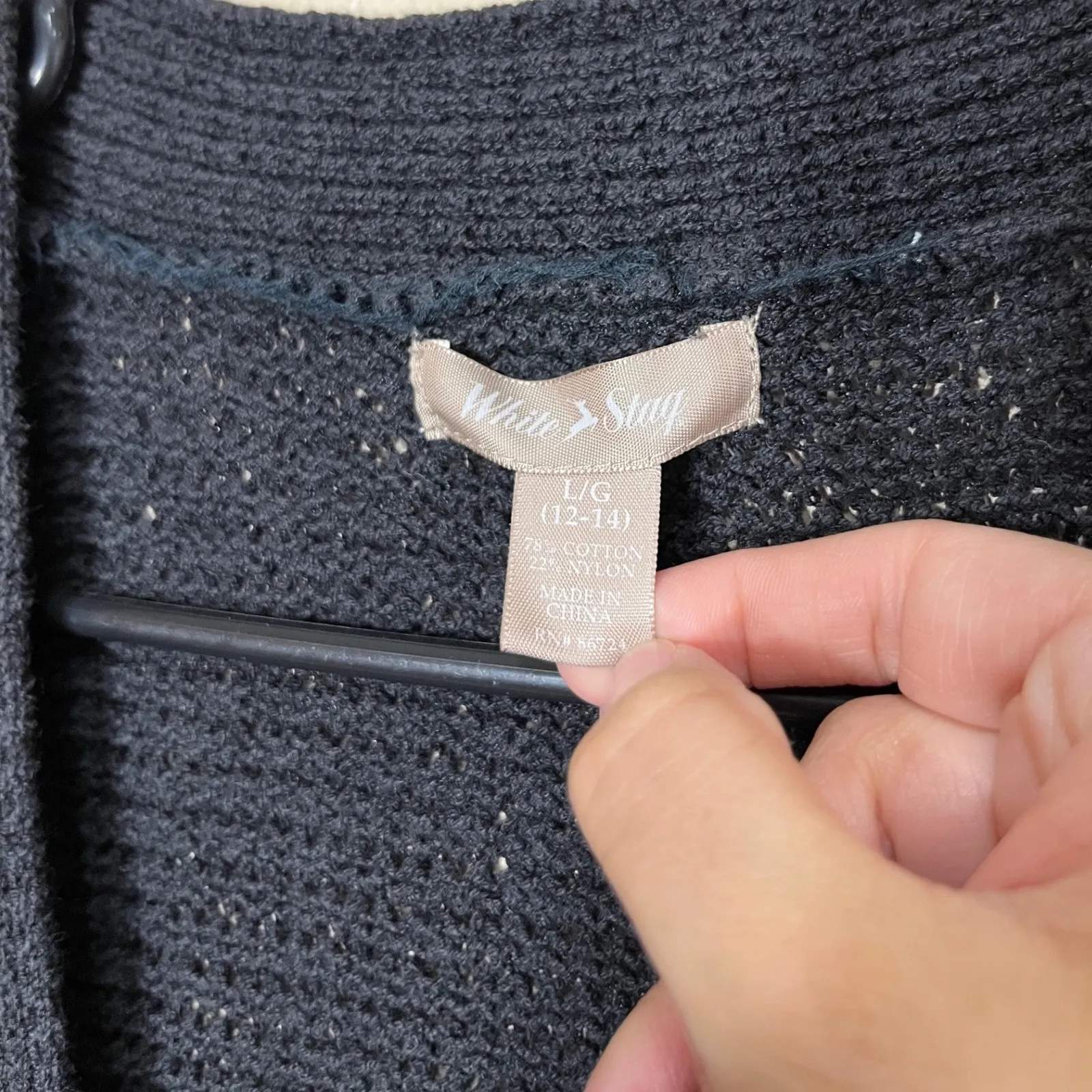 White‎ Stag Womens Cardigan Sweater Short Sleeve Button Front Knit Black Large L - Image 5