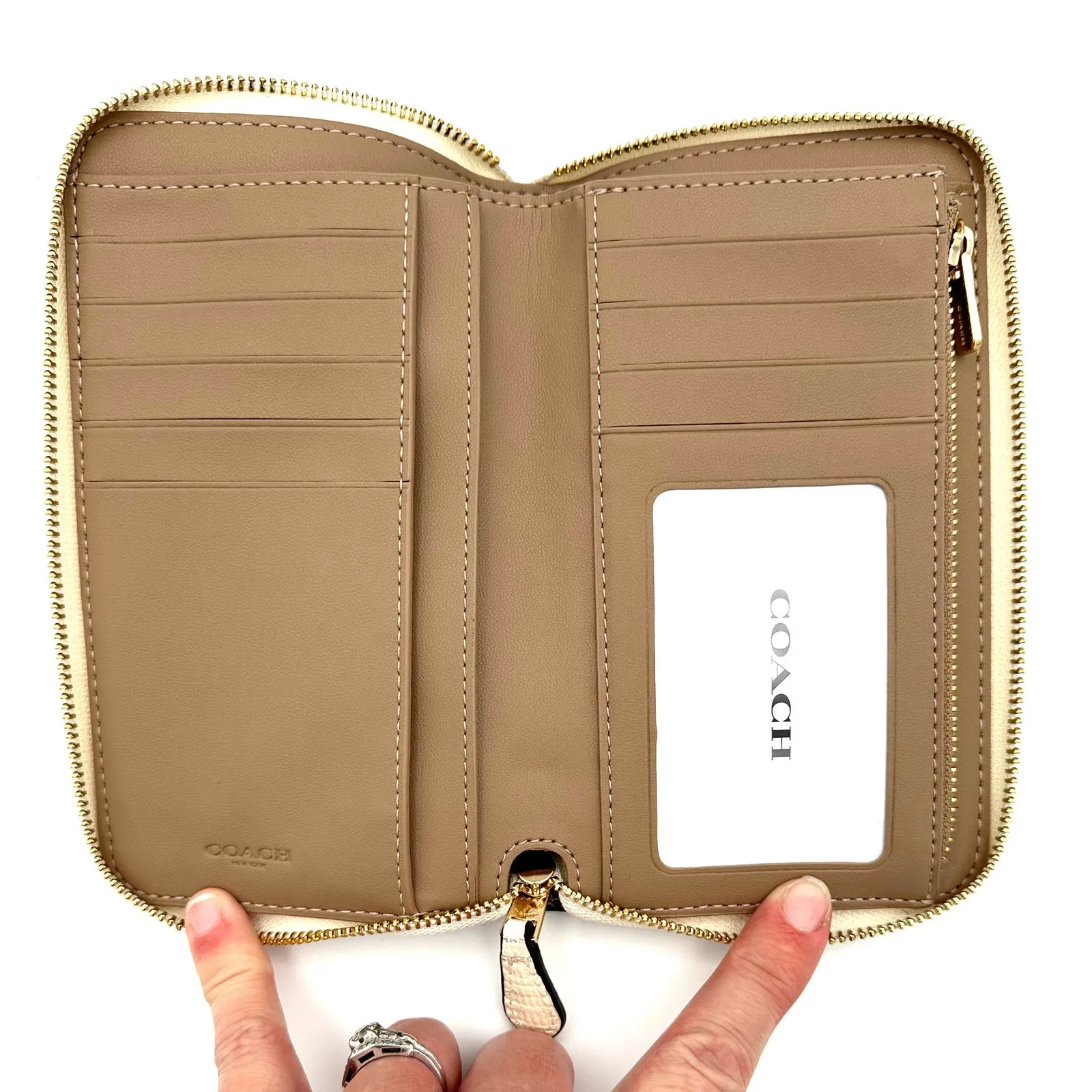 Coach Medium Id Zip Wallet in Lizard-embossed Black & White Leather CS591 - Image 4