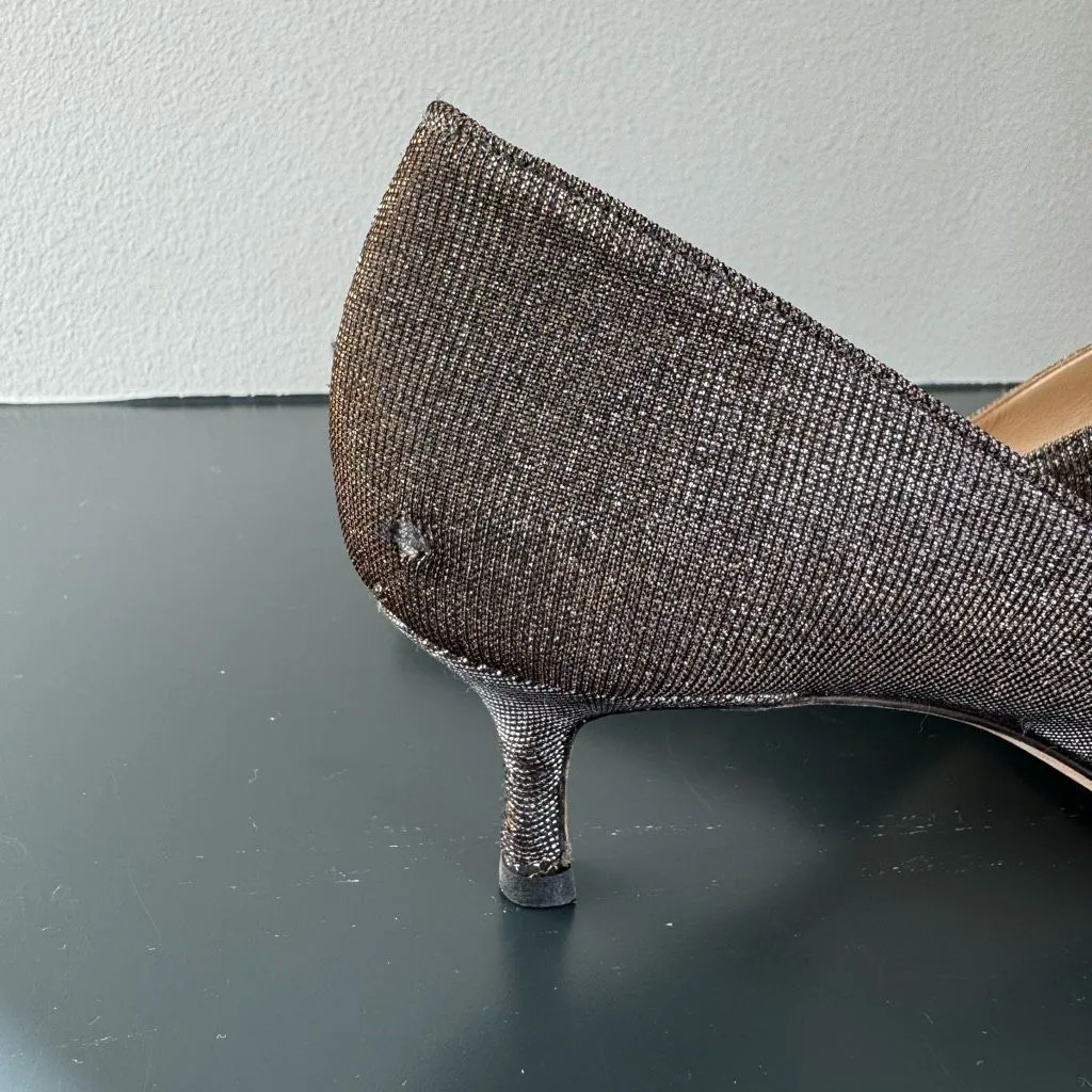 Manolo Blahnik Lurex Glitter Gold Metallic Pointed Kitten Heel Size 40 9.5 Party - Image 10