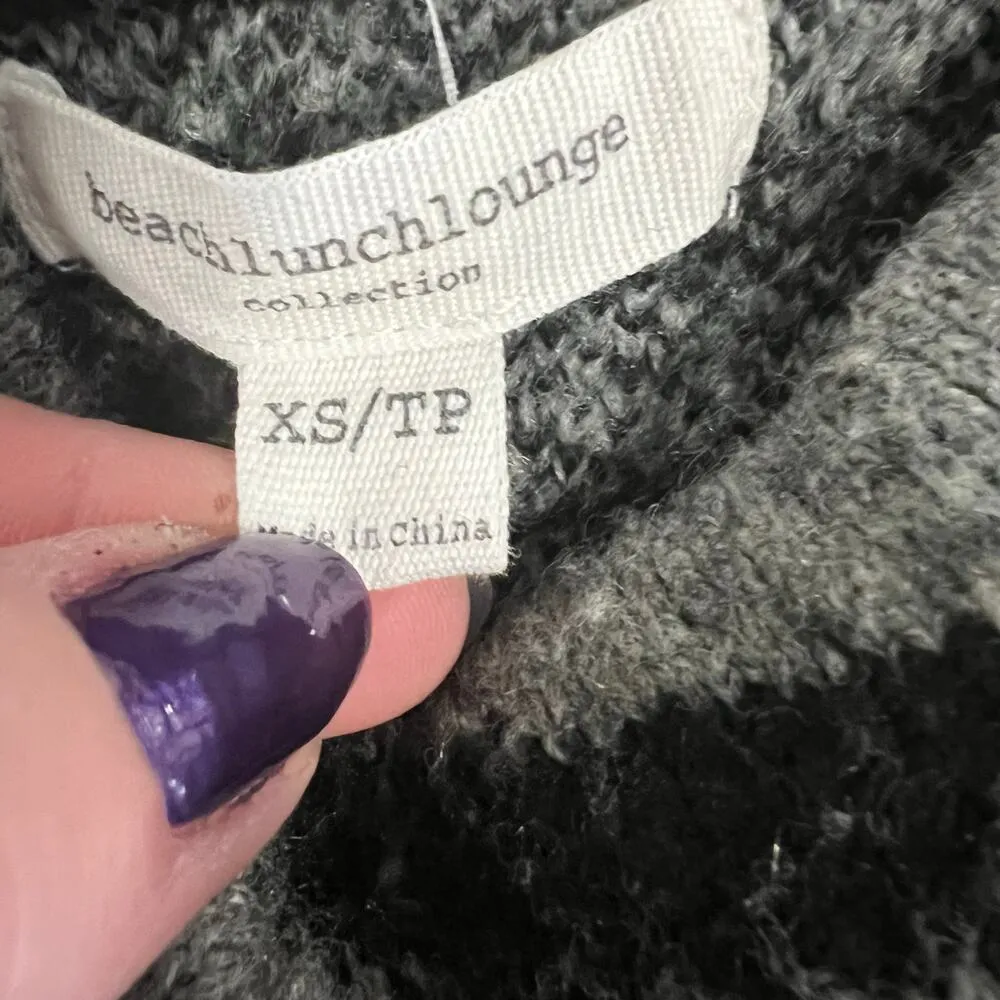 Beachlunchlounge Funnel Neck Sweater Zebra Black Gray Size Extra Small - Image 4