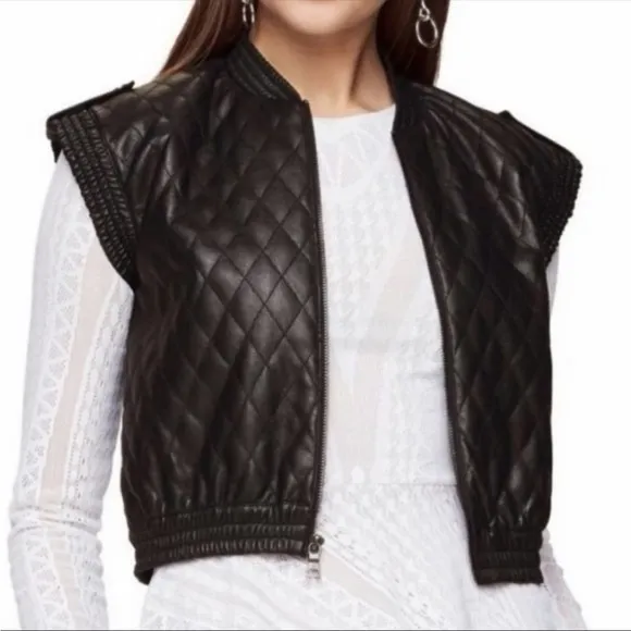 NWT BCBGMAXAZRIA Quilted Faux Leather Vest – XS - Image 5