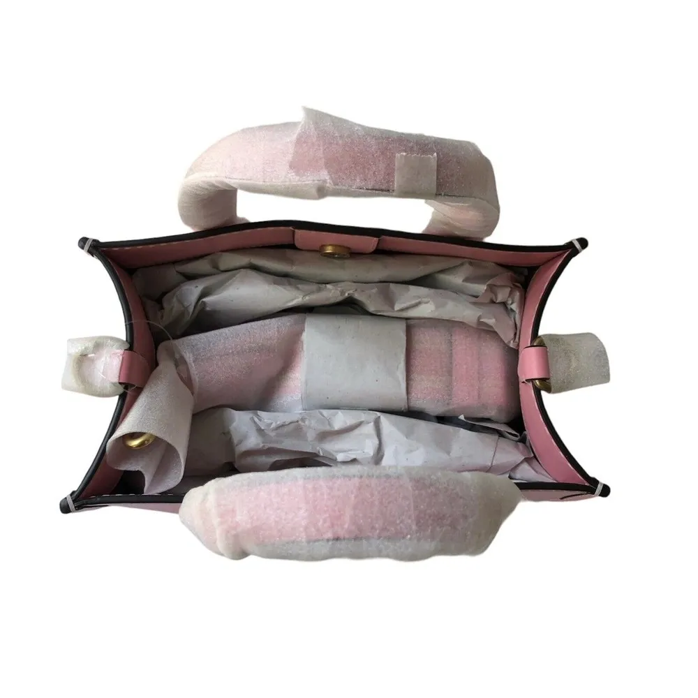 Coach Field 22 Logo ColorBlock Natural Canvas Tote Crossbody Bag Pink New - Image 7