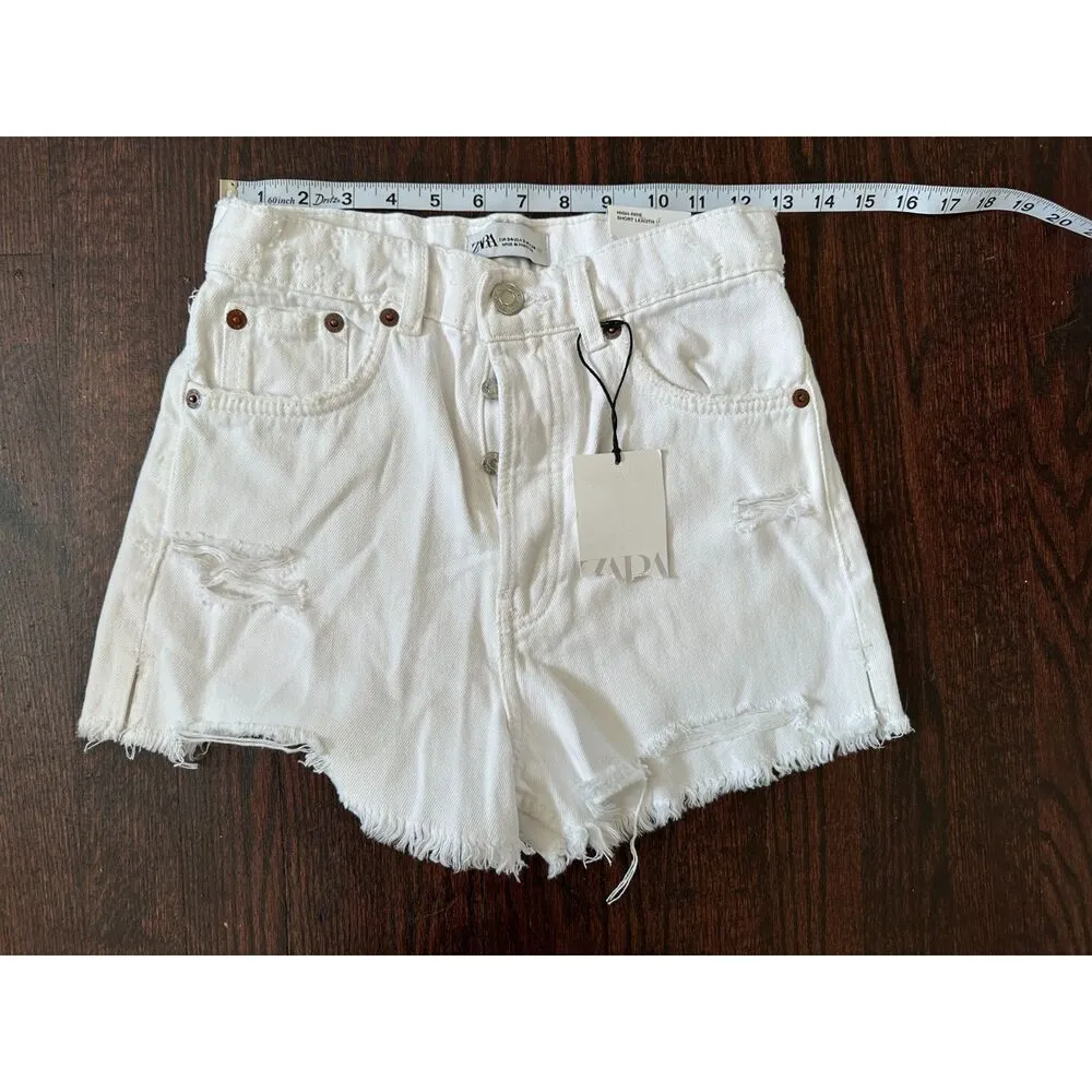 Zara White High-Rise Split Shorts Size 2 NWT! - Image 5