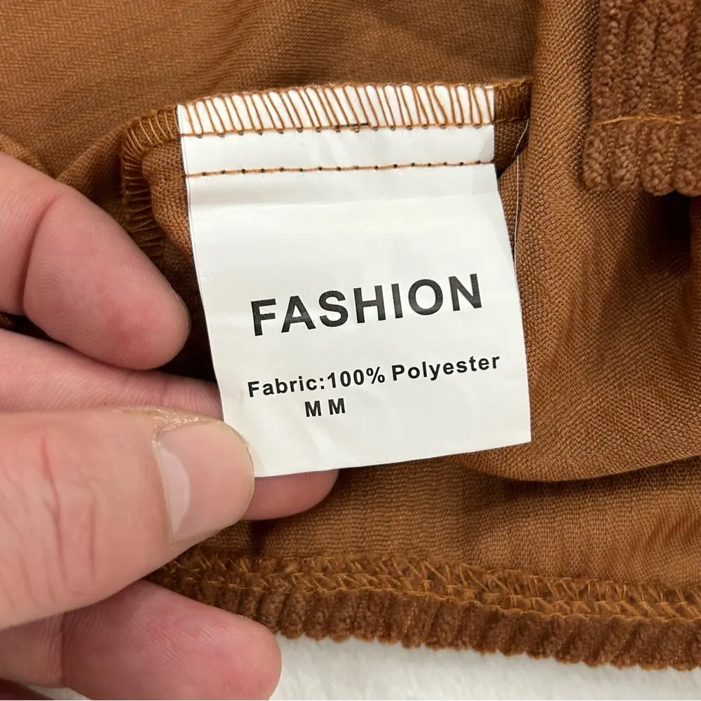 Uaneo Fashion Oversized Brown Long Sleeve Button Up Corduroy Shirt Women’s XL - Image 5