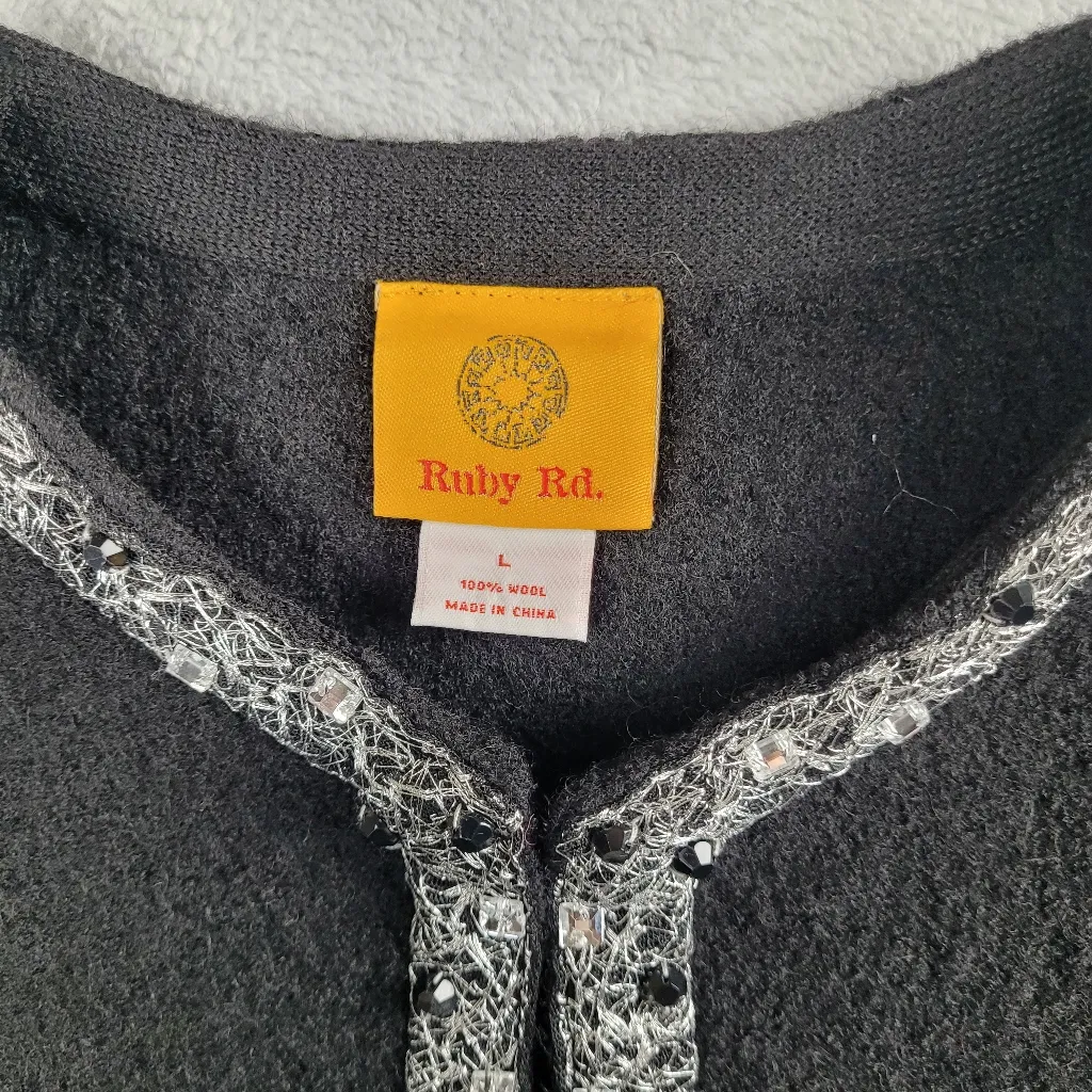 Ruby Rd. Women's Blazer 100% Wool Black Long Sleeve Size L Large - Image 3