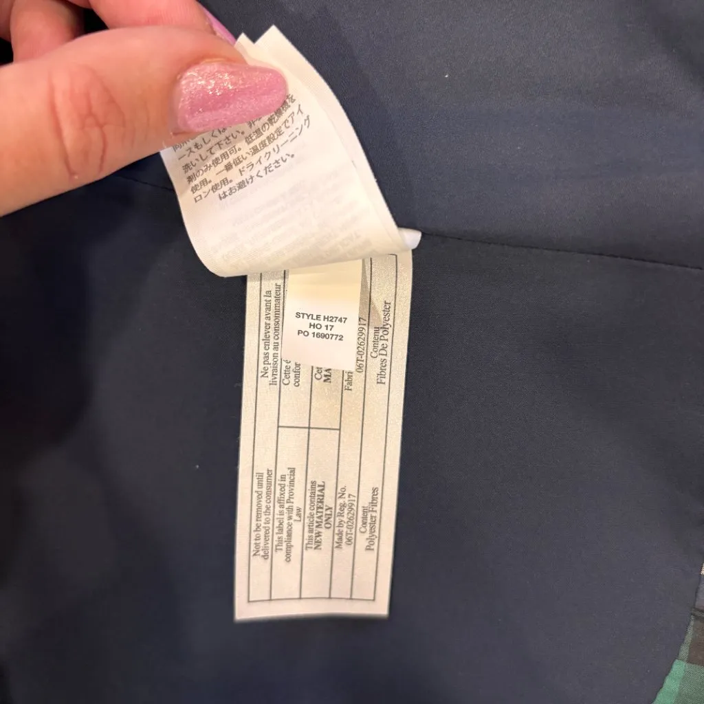 J. Crew Womens Puffer Jacket Size Small Green Tartan Plaid Zip Front (NO BELT) - Image 7