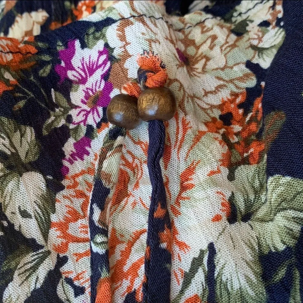 Easel Los Angeles cropped wide leg floral crepe ruffle jumpsuit M - Image 7