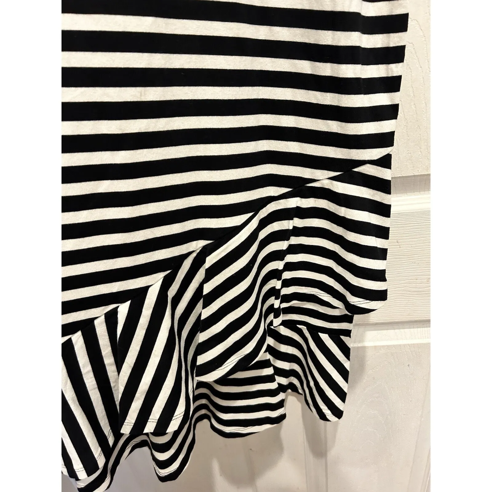 Lauren Ralph Lauren Womens Striped Sleeveless Ruffle Hem Dress Black White M - Image 3