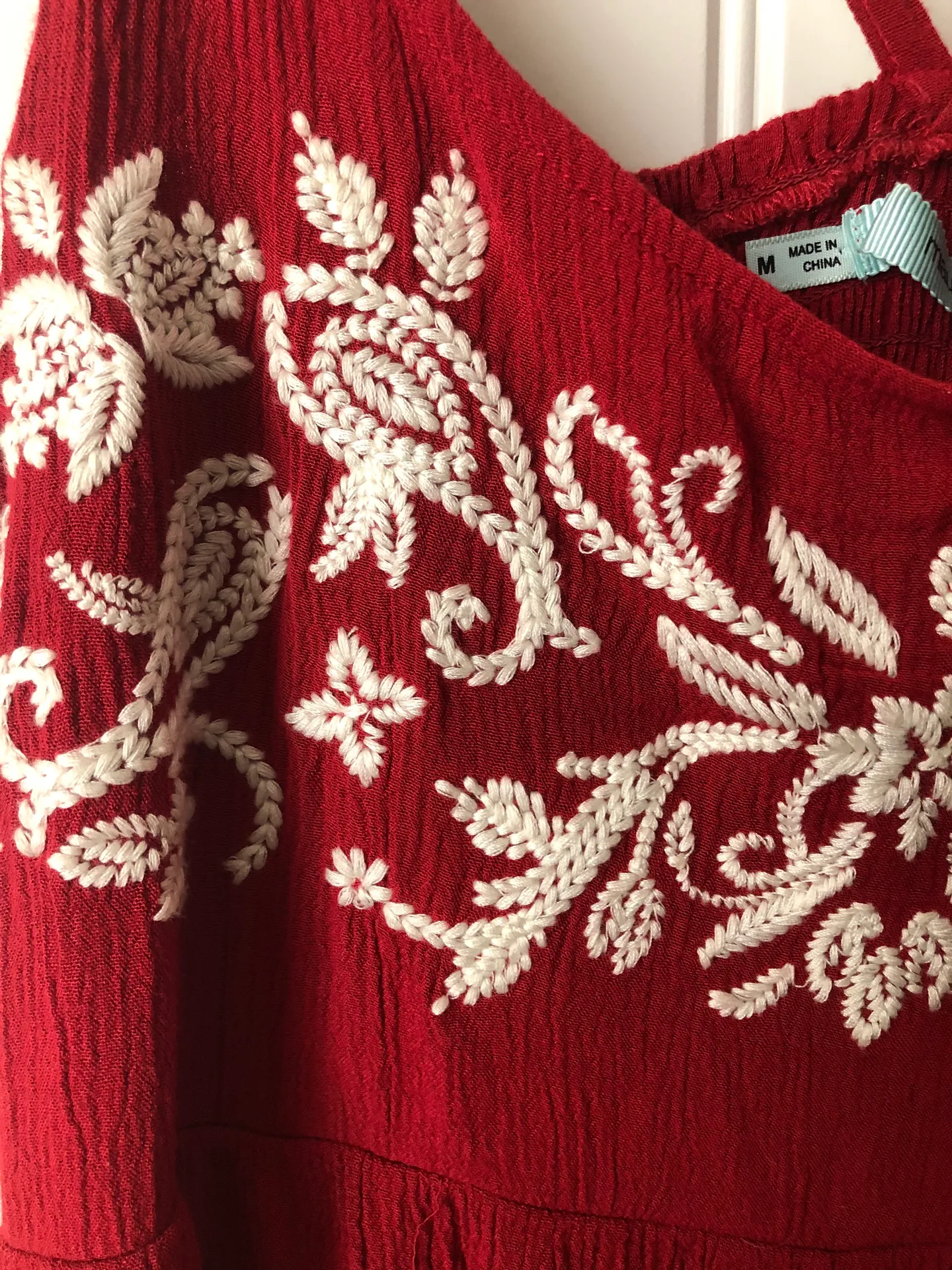 Embroidered Red Dress Size M - Image 3