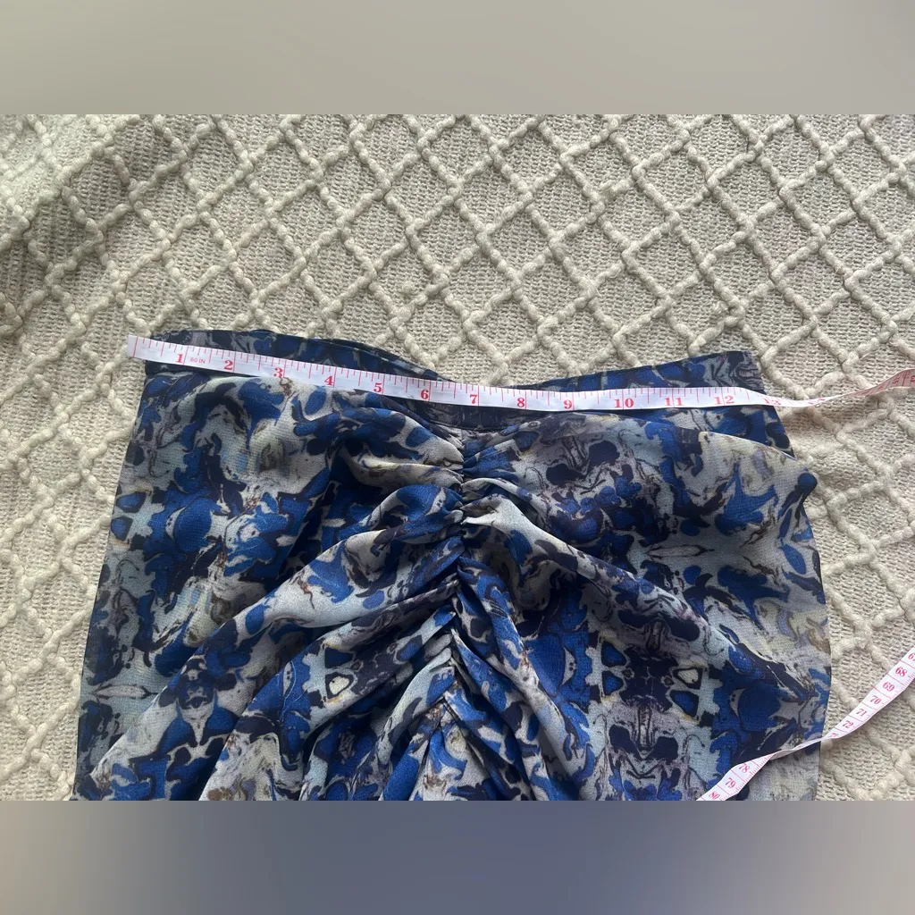 Unbranded Women’s Blue Floral Abstract Ruched Drape Maxi Skirt Size M - Image 2