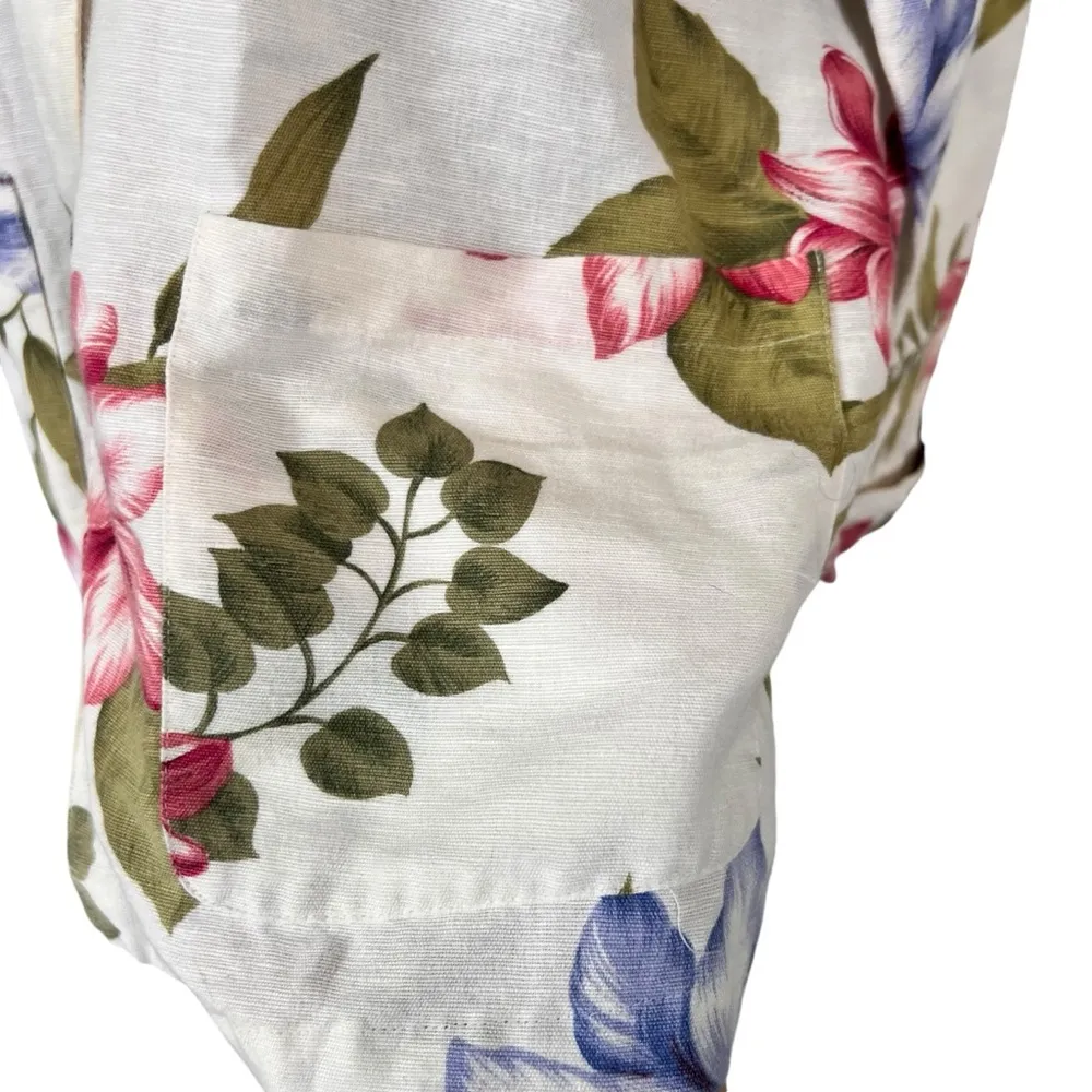 Coldwater Creek Floral Linen Blend Button Down Blazer Topper - Image 5