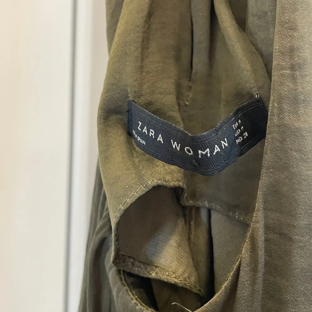 Zara Racerback Maxi Dress - Women Size M - Olive Green - Image 7