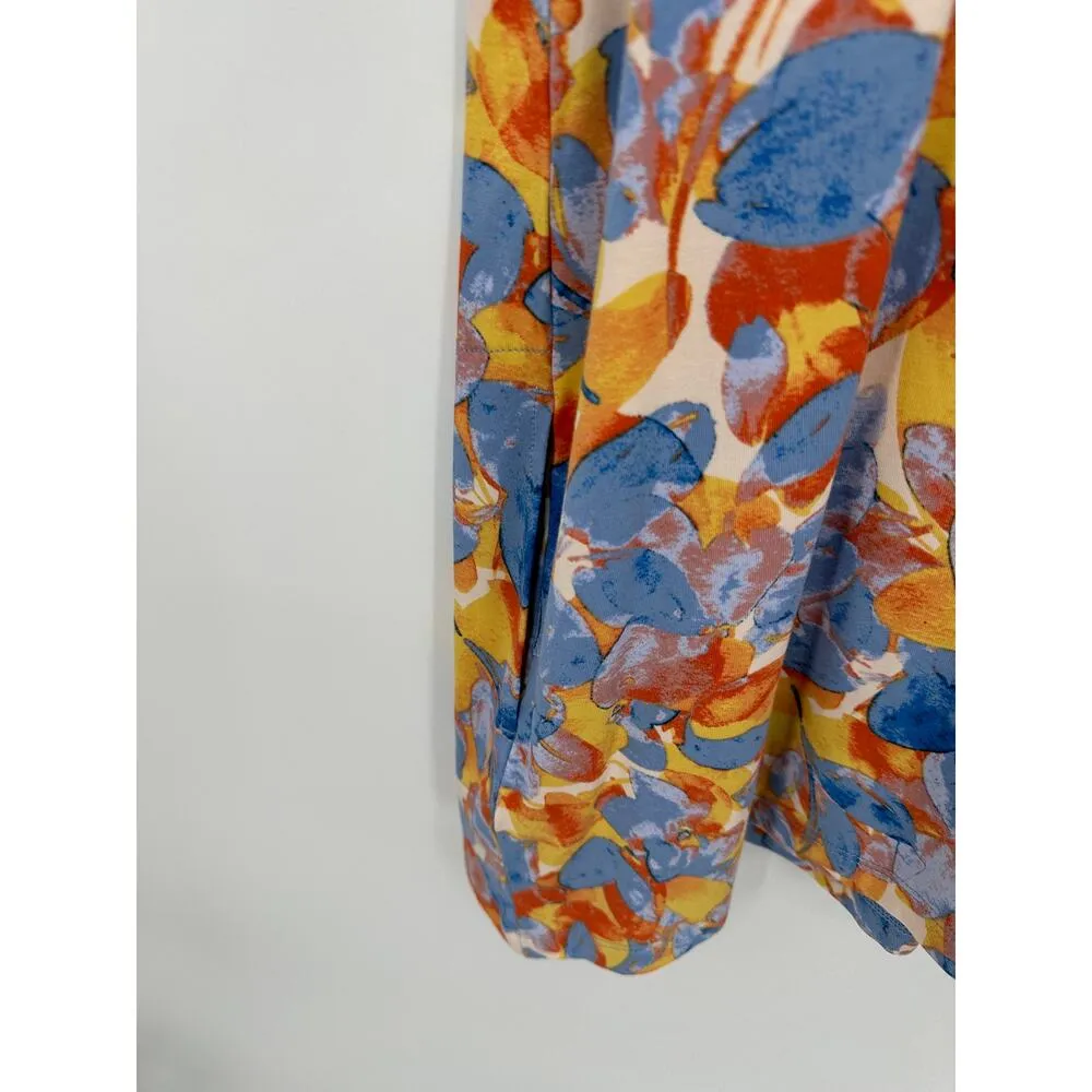 LOGO by Lori Goldstein Tunic Top Women Small Floral Printed Sharkbite Hem Pocket - Image 10