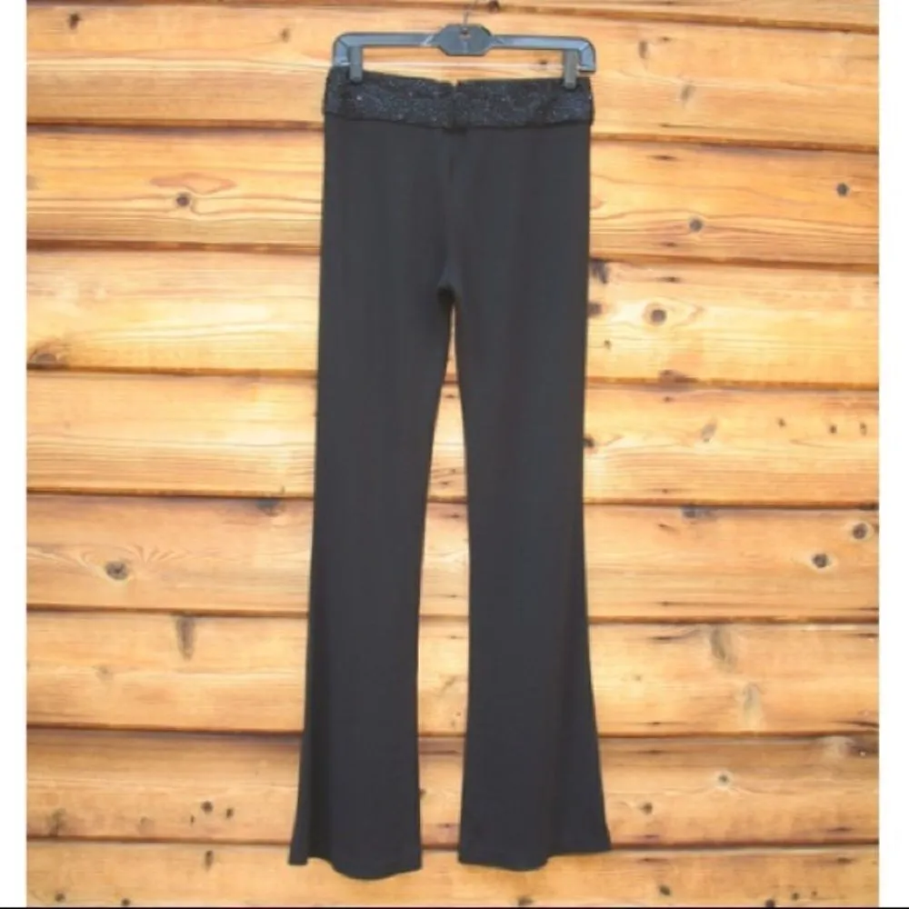 Black Flare Leg Knit Pants - Image 4