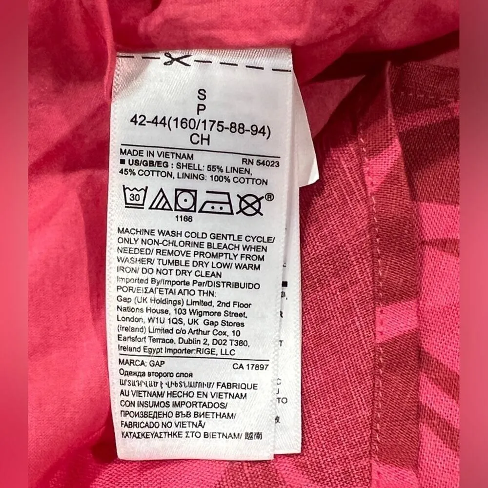 GAP  Linen Tropical Palm Leaf Print Contrasting Pink
 Midi Skirt Size S: NWT - Image 9