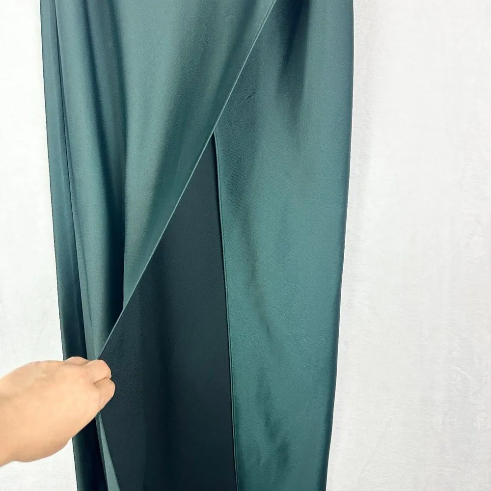 BHLDN Dylan One Shoulder Side Slit Gown Size 2 Green Bridesmaid Wedding Guest - Image 7