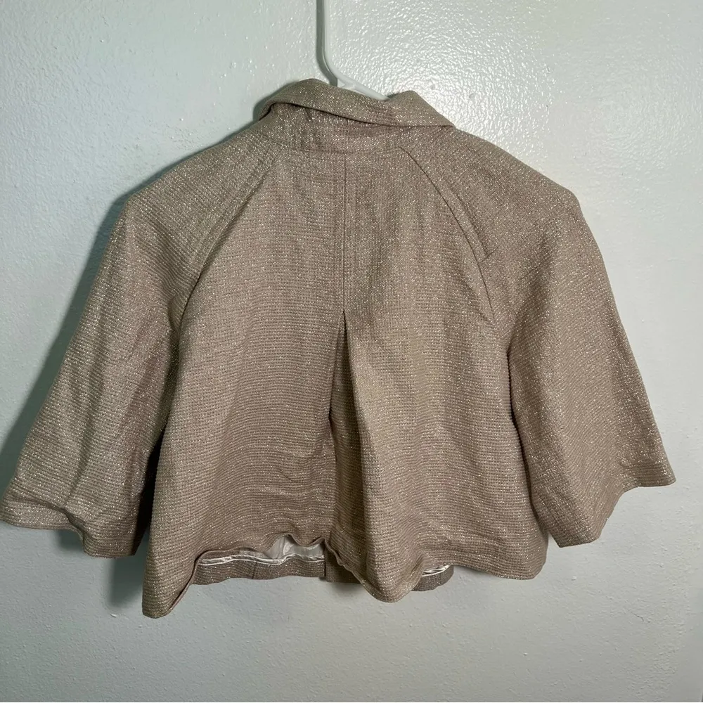 A.n.a. One Button Blazer Beige Silver Metallic M - Image 5