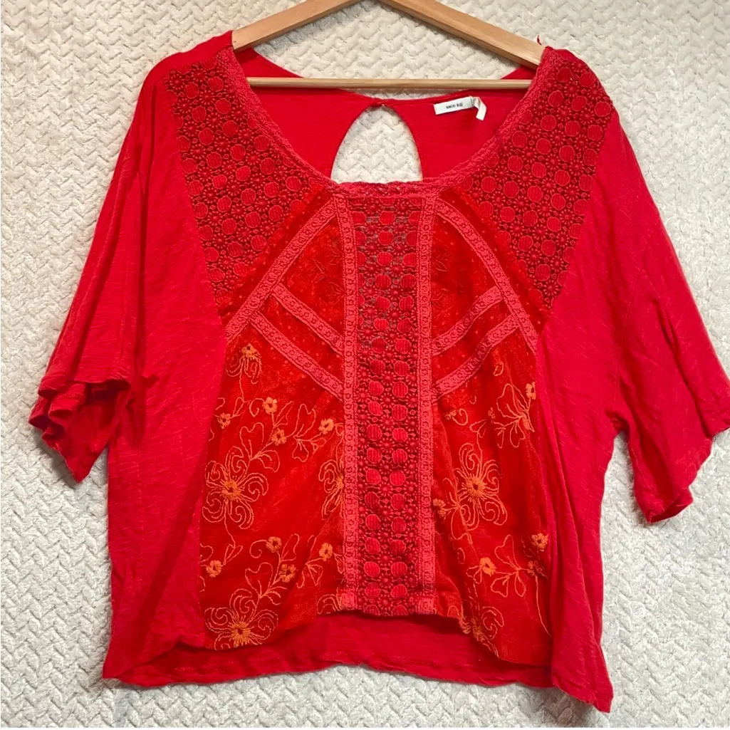 Kimchi Blue Y2K Whimsigoth Red Fairy Lace Crochet  Boxy Flowy Top Size Large - Image 5