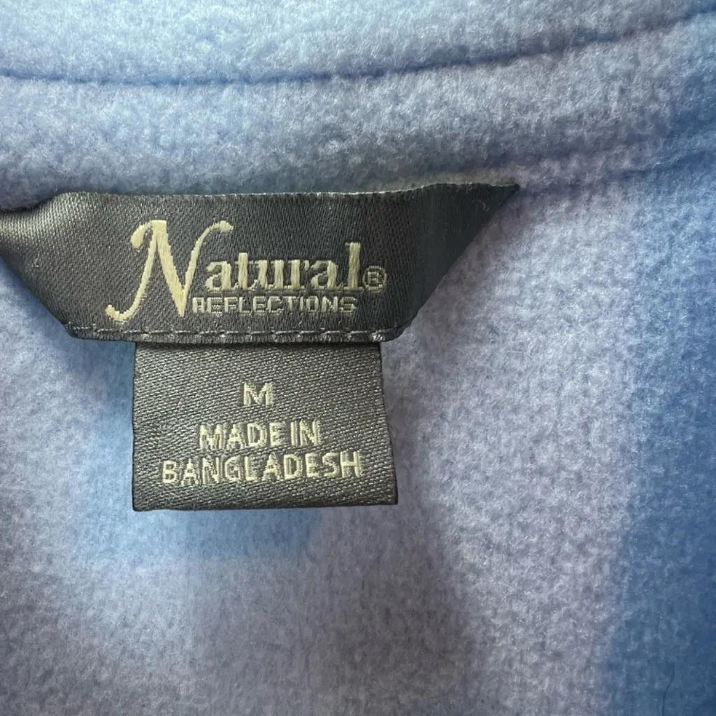Natural Reflections Women's Full Zip Fleece Jacket Light Blue Zip Pockets Medium - Image 3