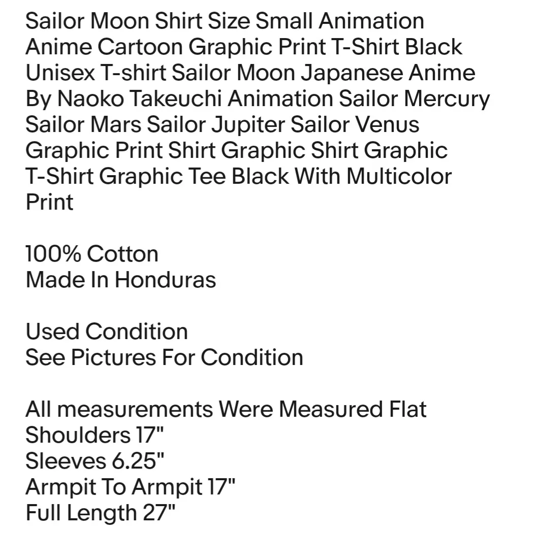 Shirt Size Small Animation Anime Cartoon Graphic Print T-Shirt Black Unisex T-shirt - Image 2
