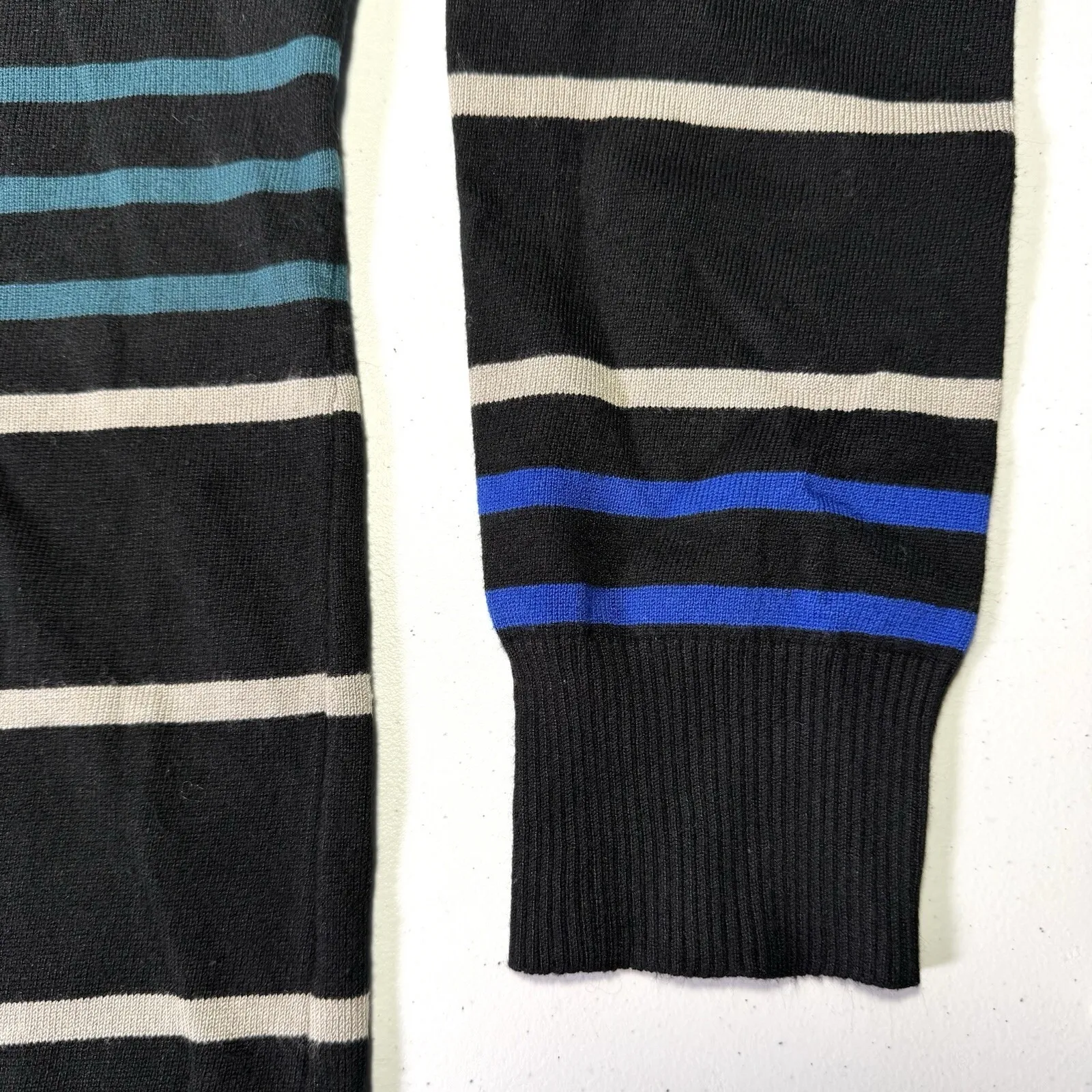 Dots Brand, Women's‎ Large Striped Blue Green Edgy Fitted Dress above the Knee - Image 8