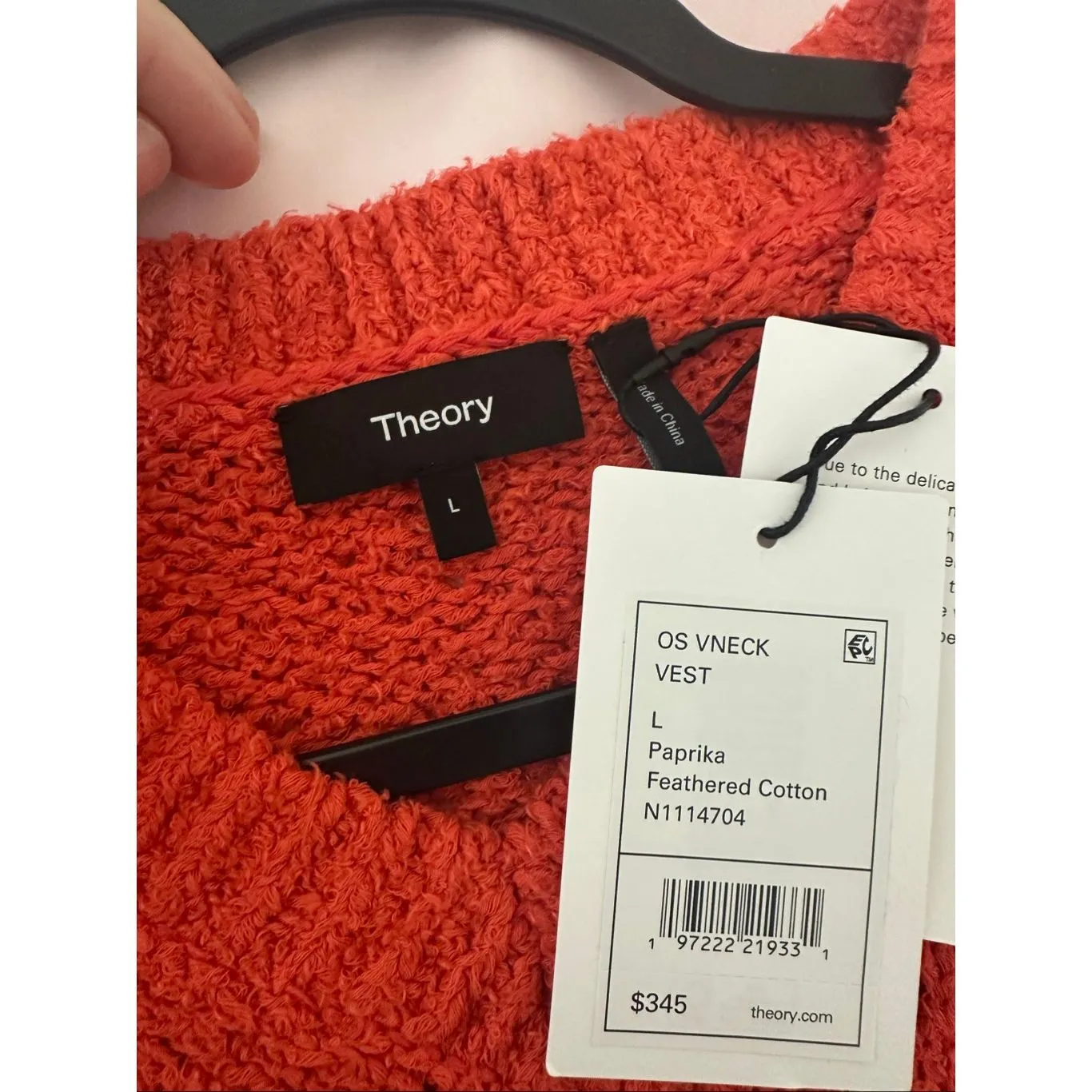 NWT Theory Oversized Sweater Vest in Feather Cotton-Blend Size Large - Image 6