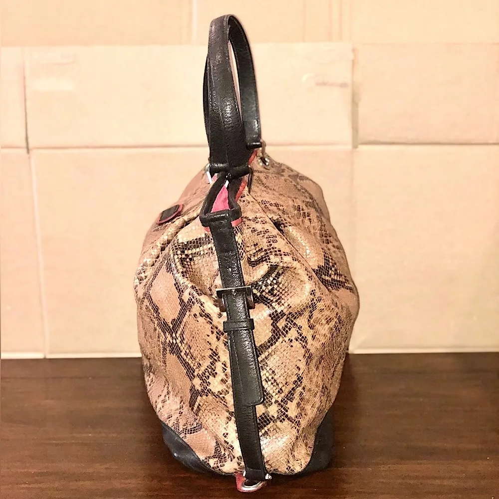 Longchamp Python Leather Snakeskin Shoulder Bag with Key Chain & Silver Hardware - Image 5