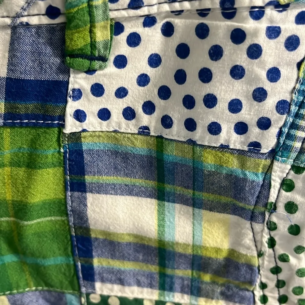 Shorts Patch Polka Dot Plaid Womens 3 Cotton Arizona Jean Company Green Blue - Image 2