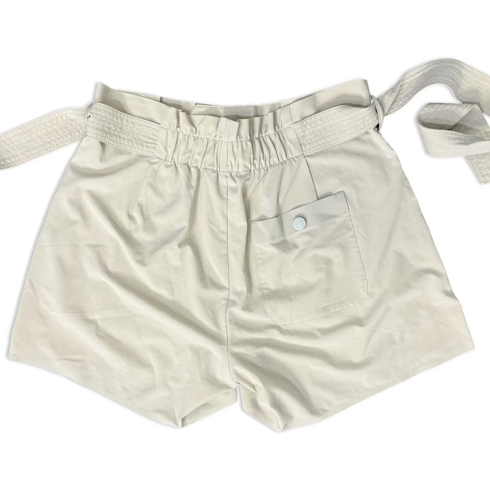 Athleta Skyline Short II Beige Abalone Gray Elastic Waist Tie Belt Shorts Size 4 - Image 8