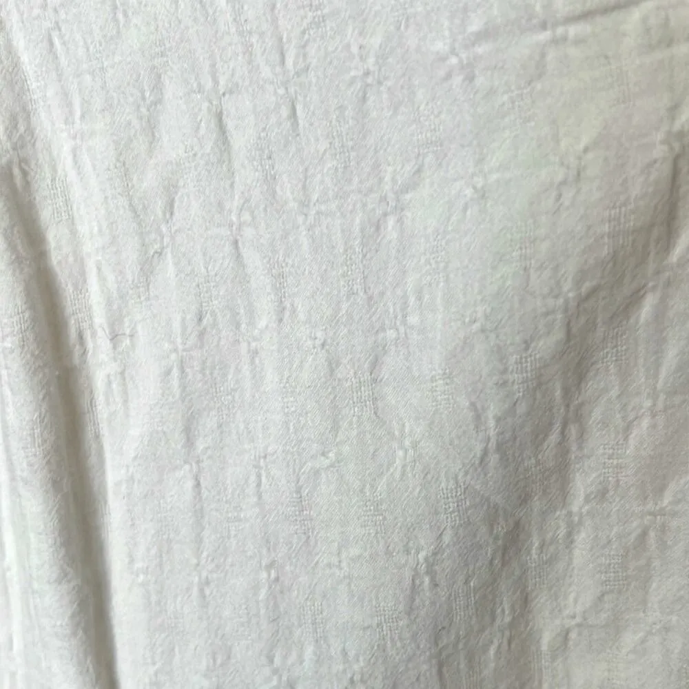 Abercrombie White Cotton Babydoll Mini Dress Tiered Ruffle Sleeves Summer Medium - Image 5