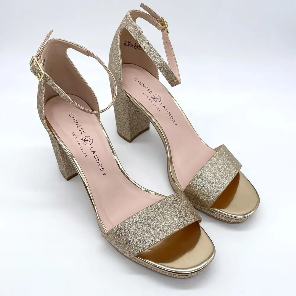 Chinese Laundry CL Gold Glitter Block Heel Sandals - Image 2