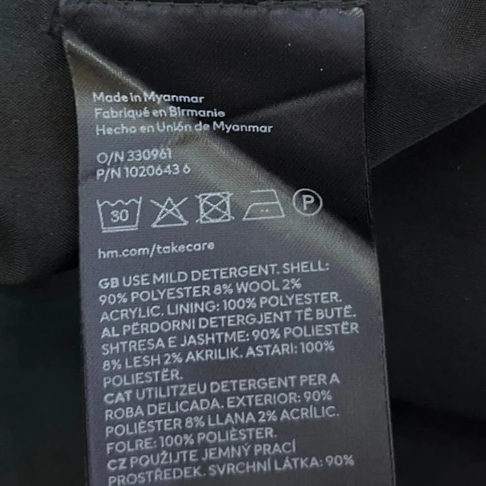 H&M Women's Gray Wool Sleeveless Herringbone Deep V-Neck Mini Vest Tank Dress S - Image 6