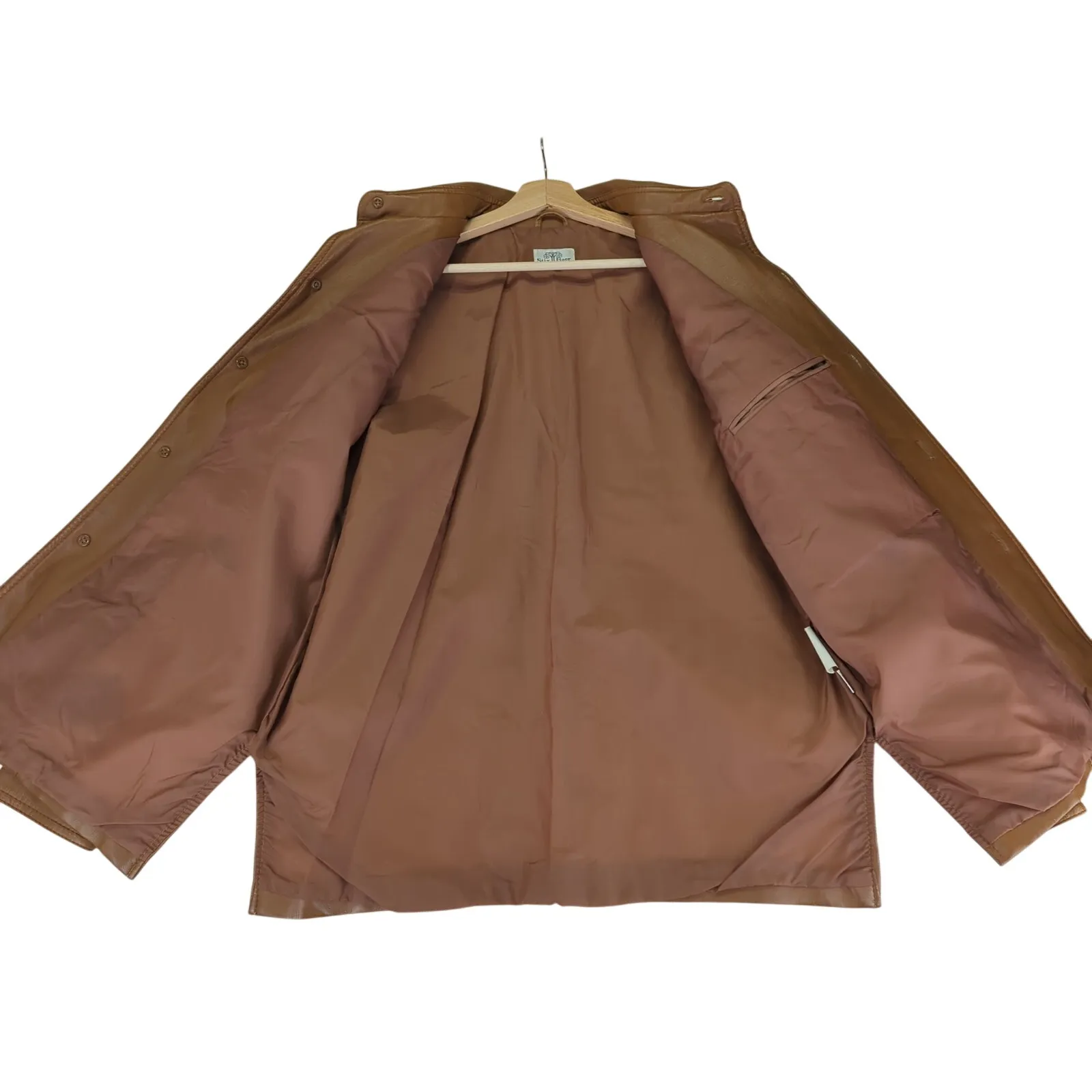 Vintage Stix Baer Fuller Vegan Faux‎ Leather Jacket Brown Women's Large Vinyl - Image 7