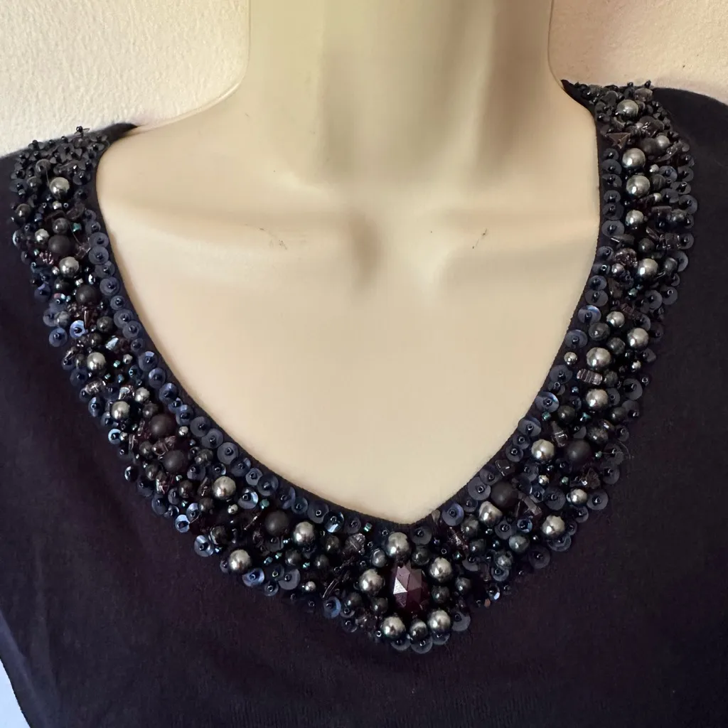 Talbots Black Beaded Tank Top - Image 2