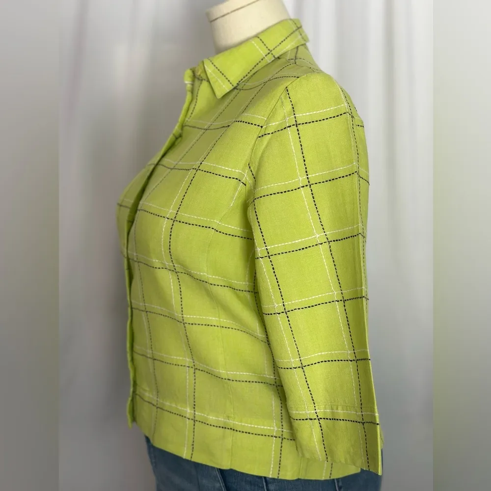 Westbound Green 3/4 Sleeve Boxy Button Down Shirt (845) - Image 3