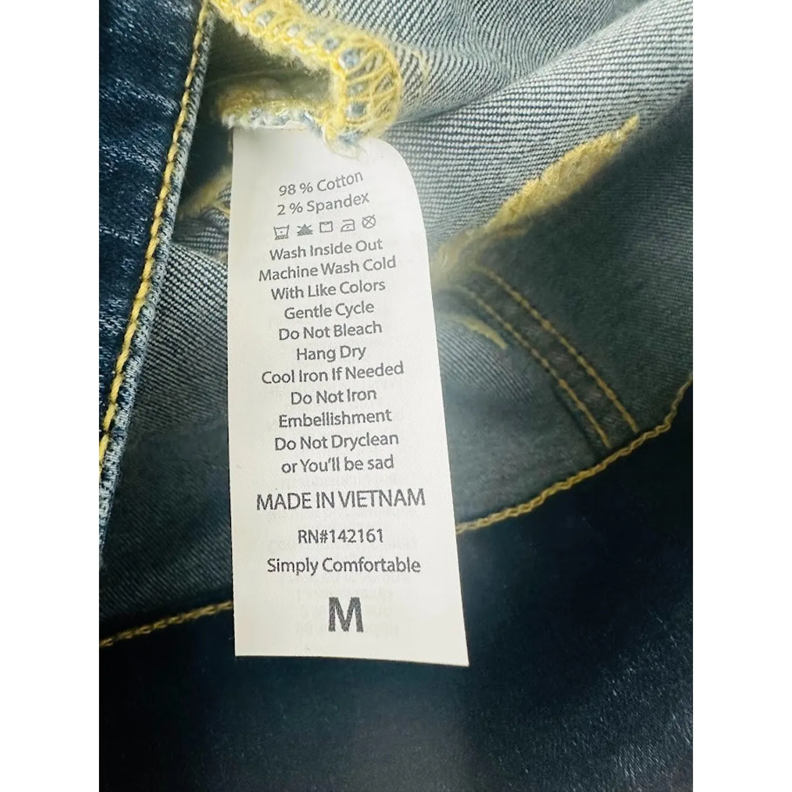 Lularoe Jean Jacket Women Medium Boho Gold Embroidery Flowers Dark Denim Pockets - Image 9