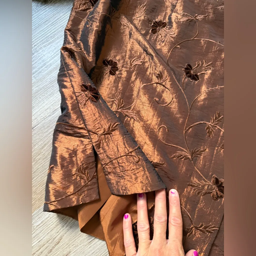 VTG Laura Ashley Button Down Pattern Shiny Blouse Long Sleeve Brown Size XL 2X - Image 13