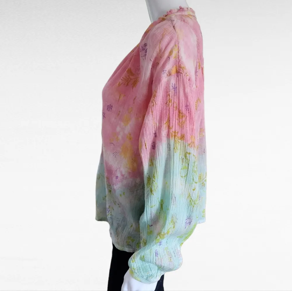 Anthropologie Pilcro Tavi Tie Dye Floral Gauze Blouse Size Small - Image 5