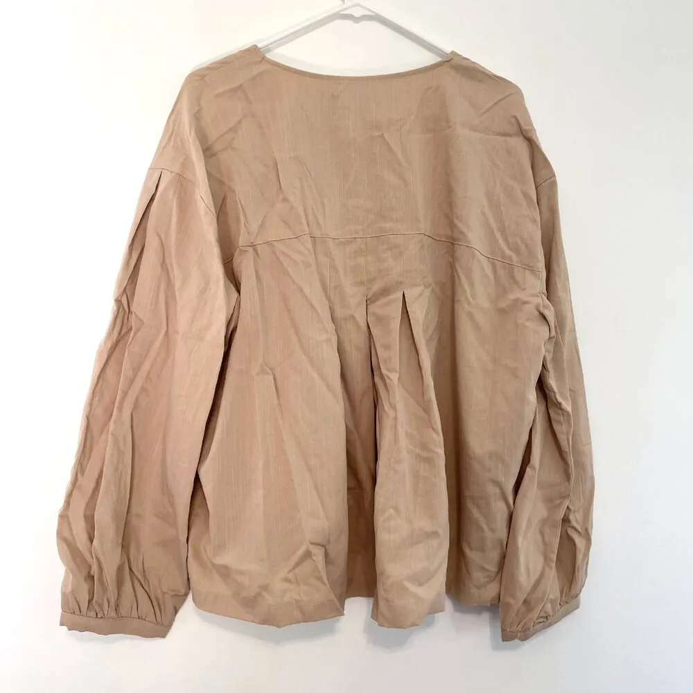 NEW NWT SUZANNE BETRO Plus Size Stone Pleated Swing Jacket Tan Beige Lightweight - Image 11