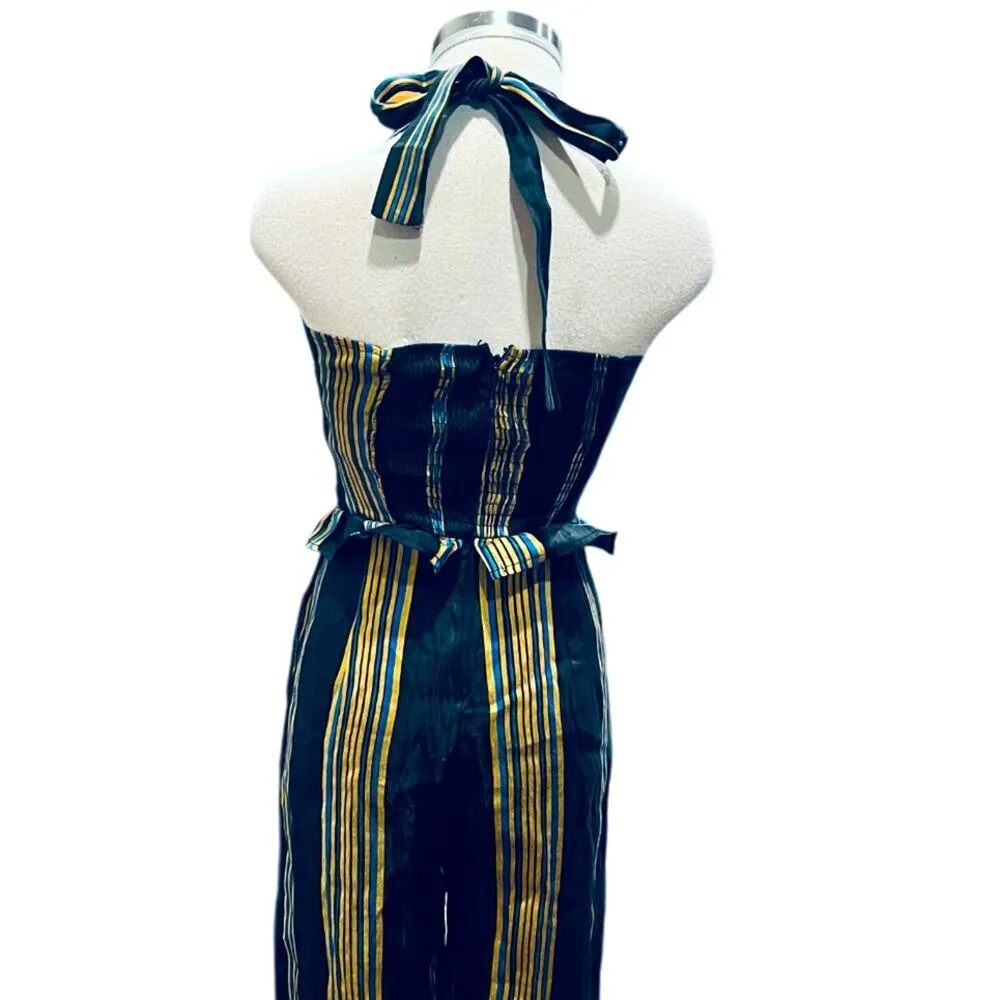 HONEY PUNCH Jumpsuit Navy With Stripes Bow Detail Size XS - Image 10