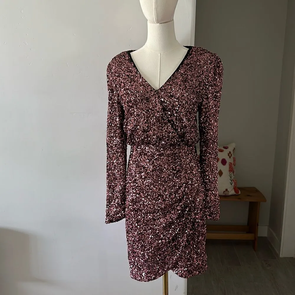 ASTR The Label Paris Sequin Faux Wrap Minidress New! - Image 3