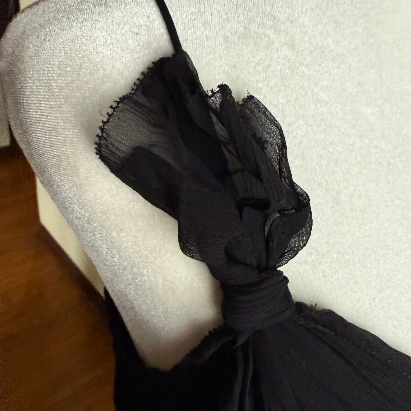 CLUB MONACO Y2K Vintage Black Silk Chiffon Pleated Babydoll Cocktail Dress Sz 2 - Image 5