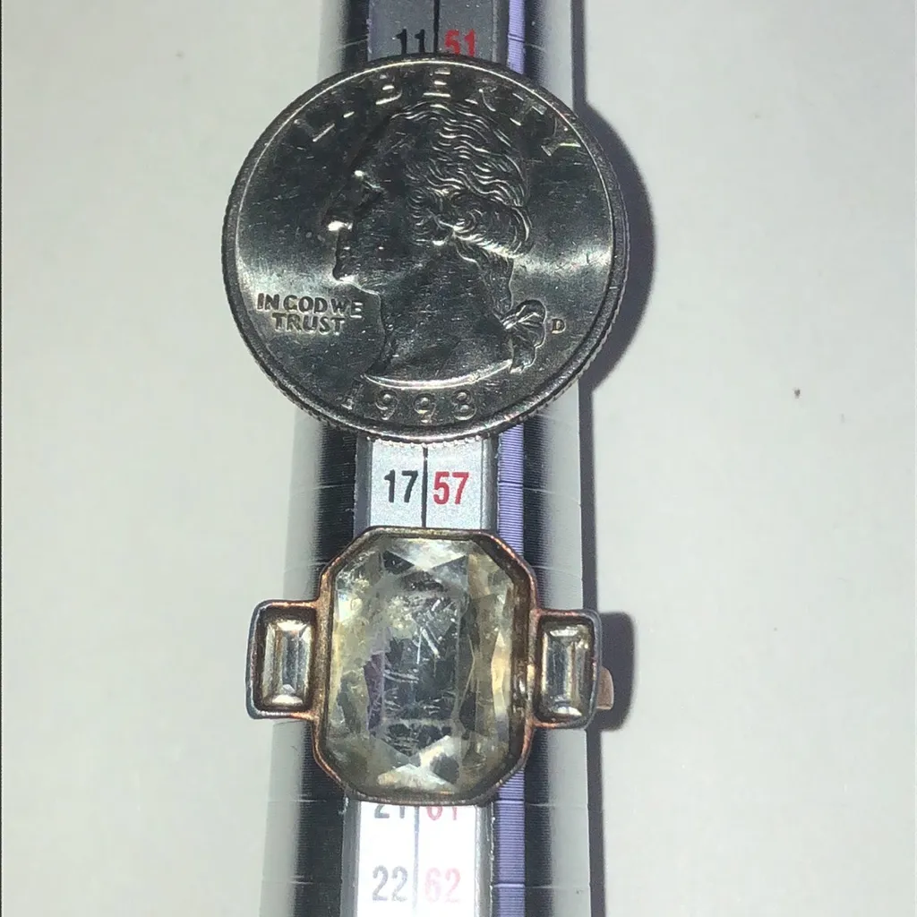 Size 9 Copper Tone Aged Metal Rhinestone Boho Ring Brown - Image 7