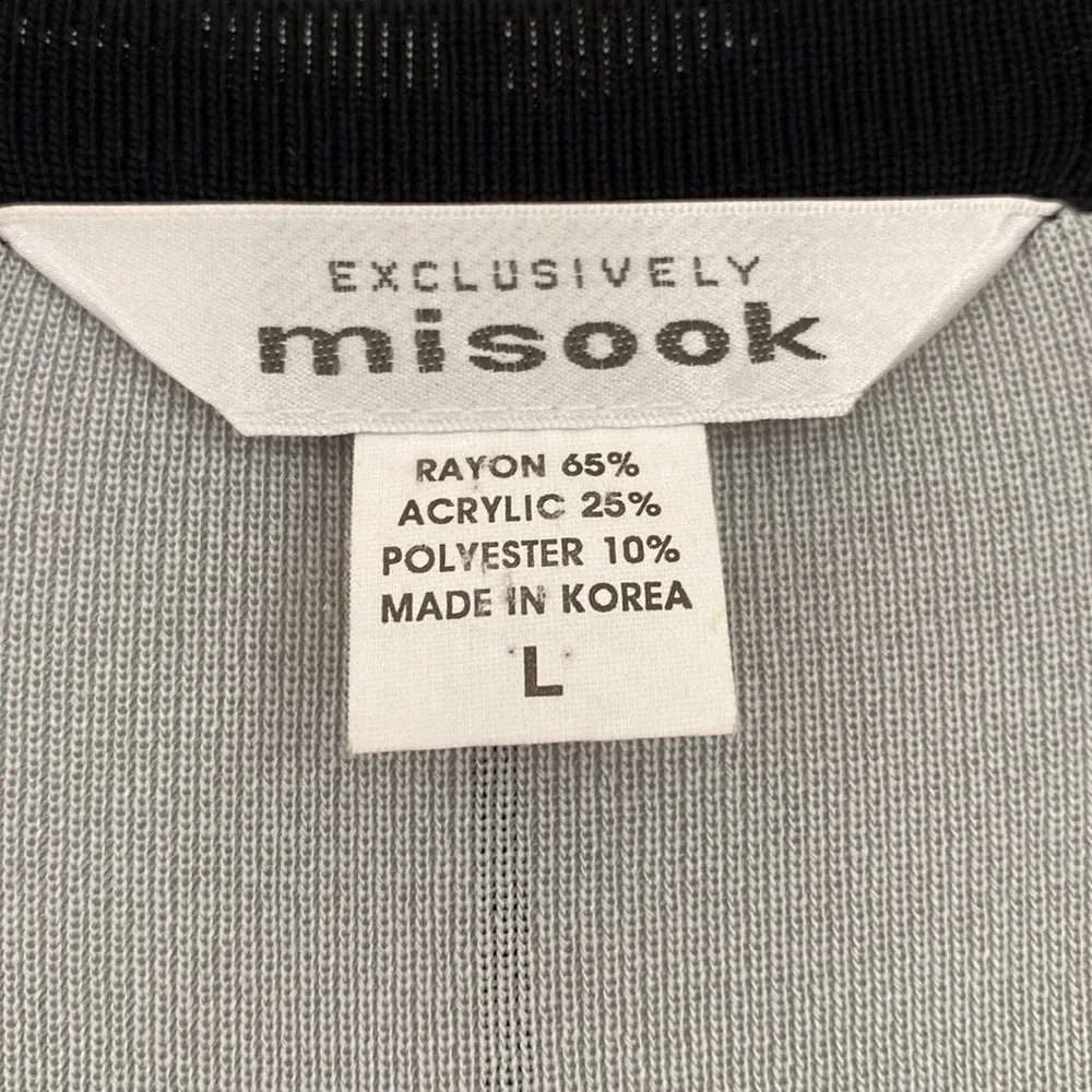 MISOOK Open Front Cardigan Long Gray Colorblock Sweater Knit Lightweight Neutral - Image 6