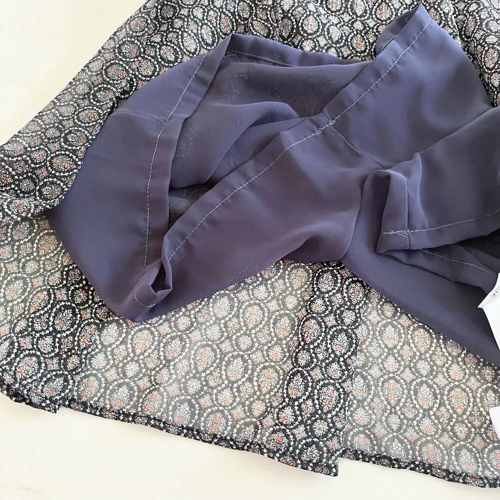 Zara Black Printed Chiffon Tie Neck Long Sleeve Sheer Romper Size XS NWT - Image 11